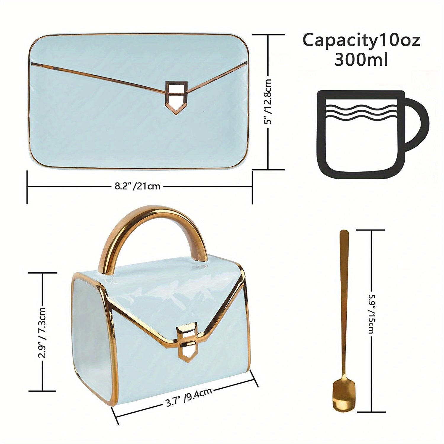 Chic 1-Set Ceramic Tea Cup with Saucer - Bag-Inspired Design - Luxury Afternoon Teatime Companion & Teacher Gift