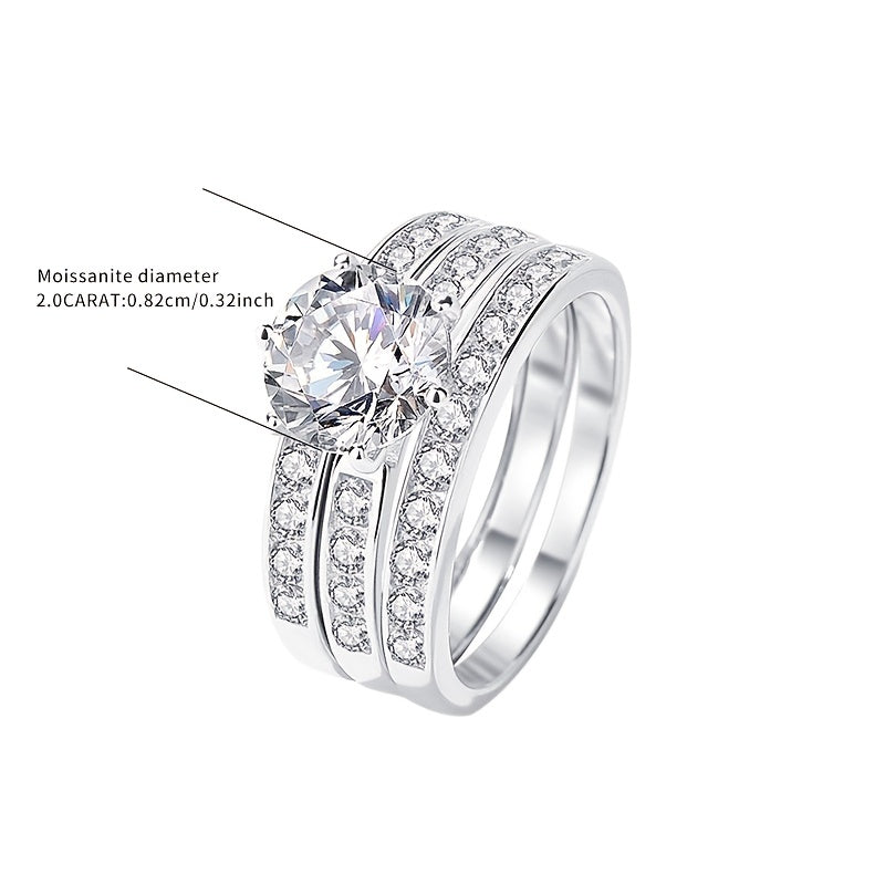 Luxury 2ct Moissanite 925 Sterling Silver Ring - Perfect for Engagement, Anniversary & Mardi Gras Celebrations | KAHOOT