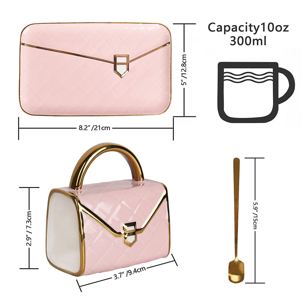 Chic 1-Set Ceramic Tea Cup with Saucer - Bag-Inspired Design - Luxury Afternoon Teatime Companion & Teacher Gift