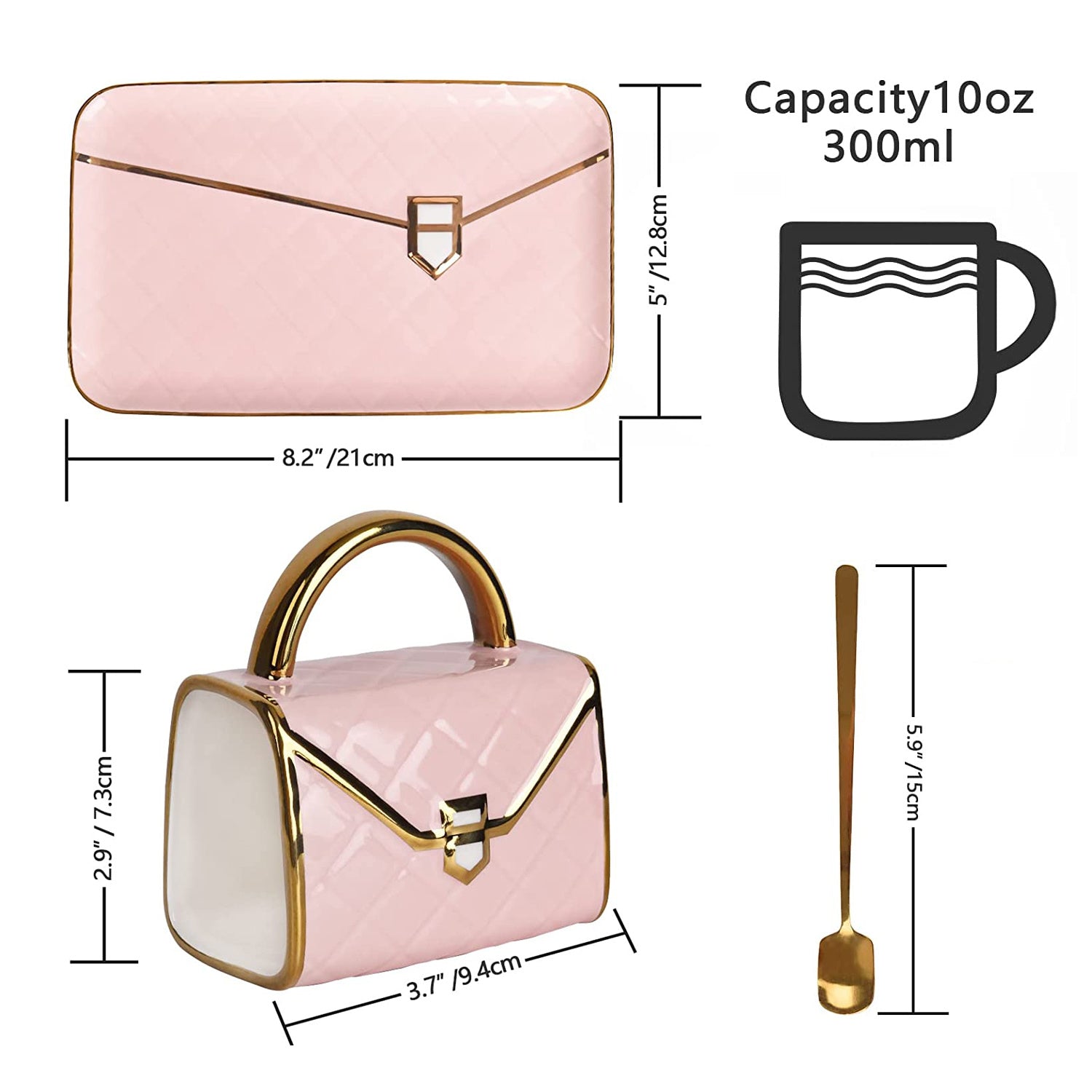 Chic 1-Set Ceramic Tea Cup with Saucer - Bag-Inspired Design - Luxury Afternoon Teatime Companion & Teacher Gift
