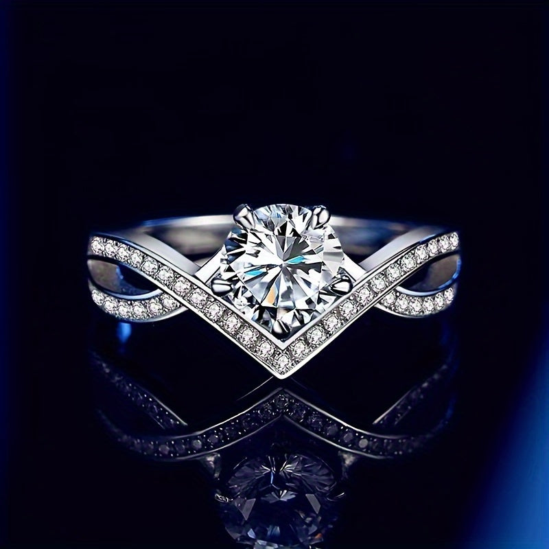 925 Sterling Silver 1 Ct Moissanite Ring Luxury 6 Prongs Crown Women Ring Marriage Proposal Engagement Birthday Gift