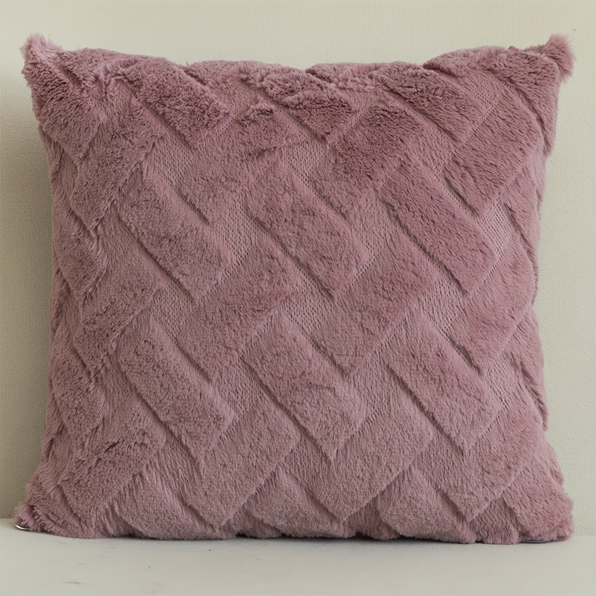 1pc Luxury Faux Fur Throw Pillow Cover, Deluxe Decorative Plush Pillow Case, Cushion Cover Shell For Sofa Bedroom Car 17x17in
