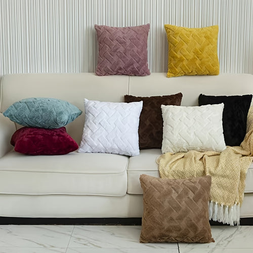 1pc Luxury Faux Fur Throw Pillow Cover, Deluxe Decorative Plush Pillow Case, Cushion Cover Shell For Sofa Bedroom Car 17x17in