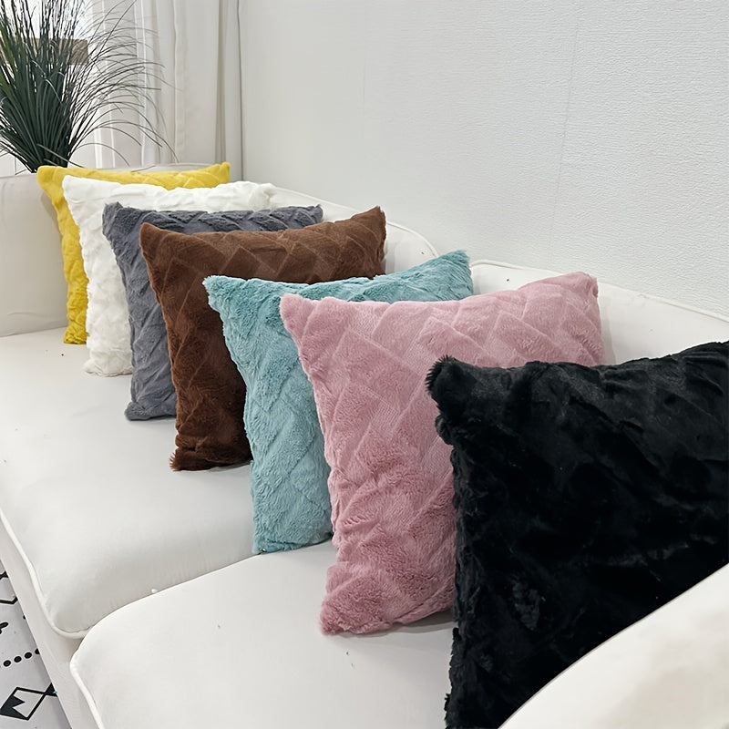 1pc Luxury Faux Fur Throw Pillow Cover, Deluxe Decorative Plush Pillow Case, Cushion Cover Shell For Sofa Bedroom Car 17x17in