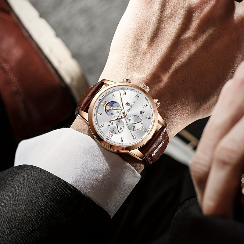 LIGE Men Watch Luxury PU Leather Sport Quartz Wristwatch Chronograph Watch For Men Masculino Men Gift Christmas Gift