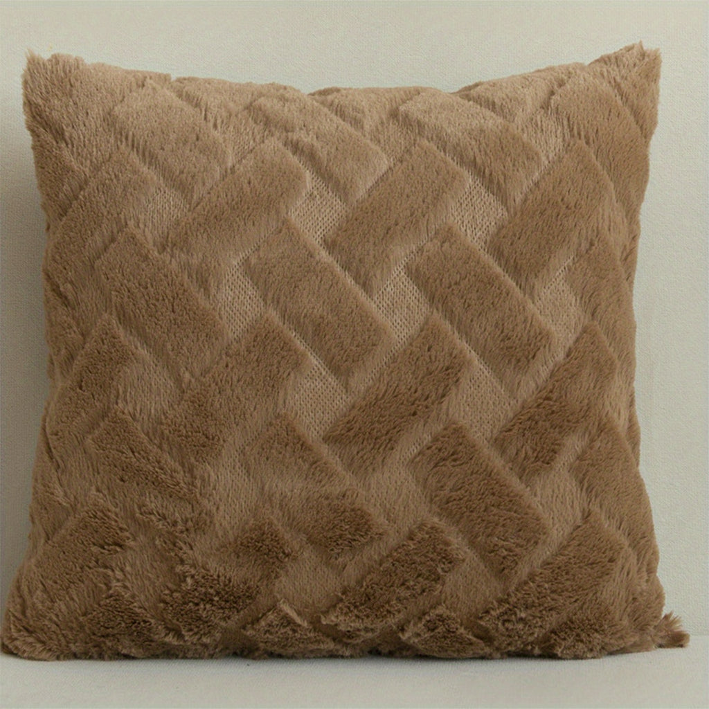 1pc Luxury Faux Fur Throw Pillow Cover, Deluxe Decorative Plush Pillow Case, Cushion Cover Shell For Sofa Bedroom Car 17x17in