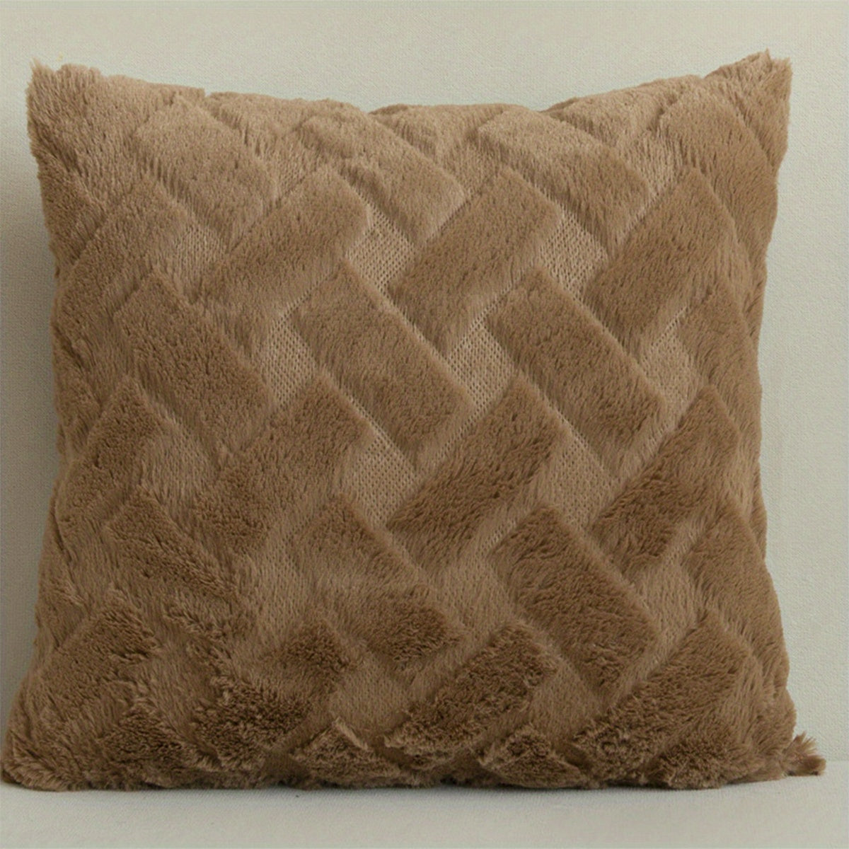 1pc Luxury Faux Fur Throw Pillow Cover, Deluxe Decorative Plush Pillow Case, Cushion Cover Shell For Sofa Bedroom Car 17x17in