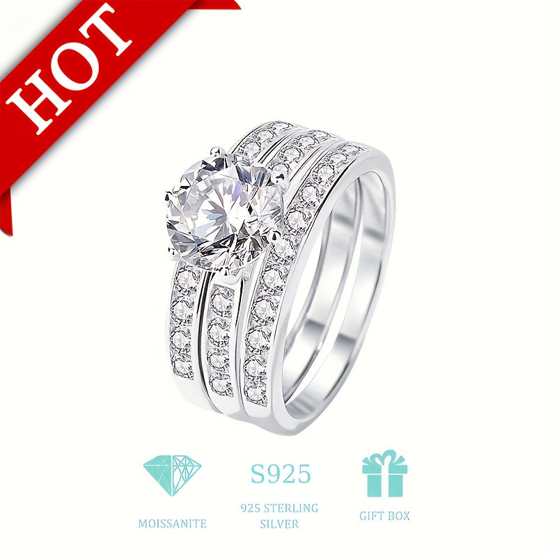 Luxury 2ct Moissanite 925 Sterling Silver Ring - Perfect for Engagement, Anniversary & Mardi Gras Celebrations | KAHOOT