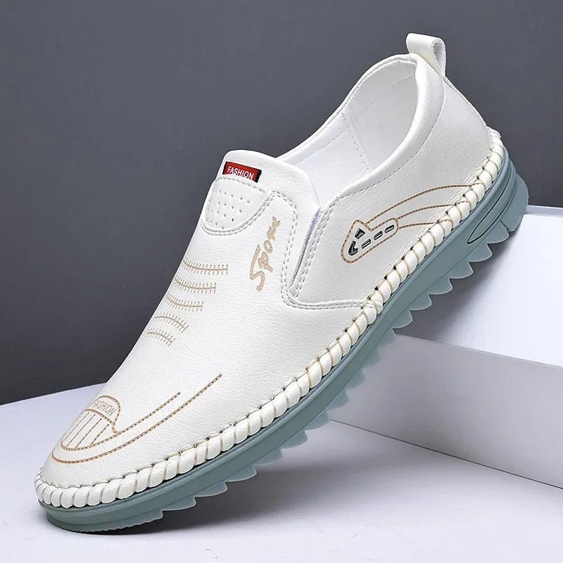 2024 Men's Leather Shoes Fashion Soft Leather Casual Leather Shoes Wear resistant Bean Shoes Men's Shoes