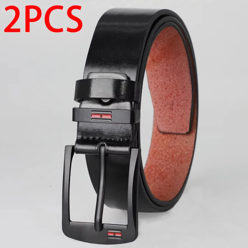 Genuine Leather For Men's High Quality Buckle Jeans Cowskin Casual Belts Business Cowboy Waistband Male Fashion Designer 2025New