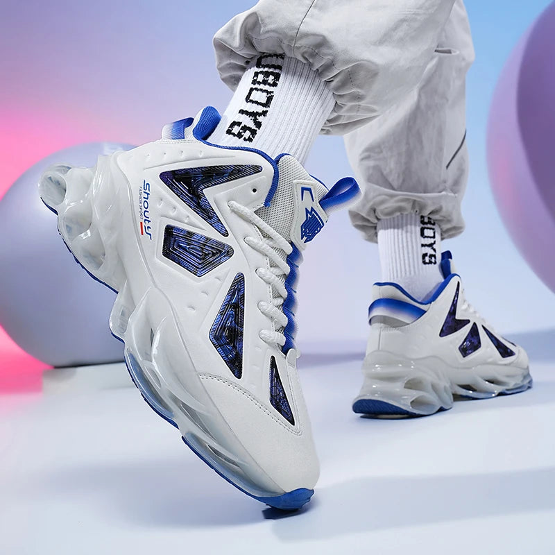 Leather Blade Sneakers Men High Street Sports Shoes Brand Designer Leisure Shoes Shock Absorption Walking Shoes Made Footwear