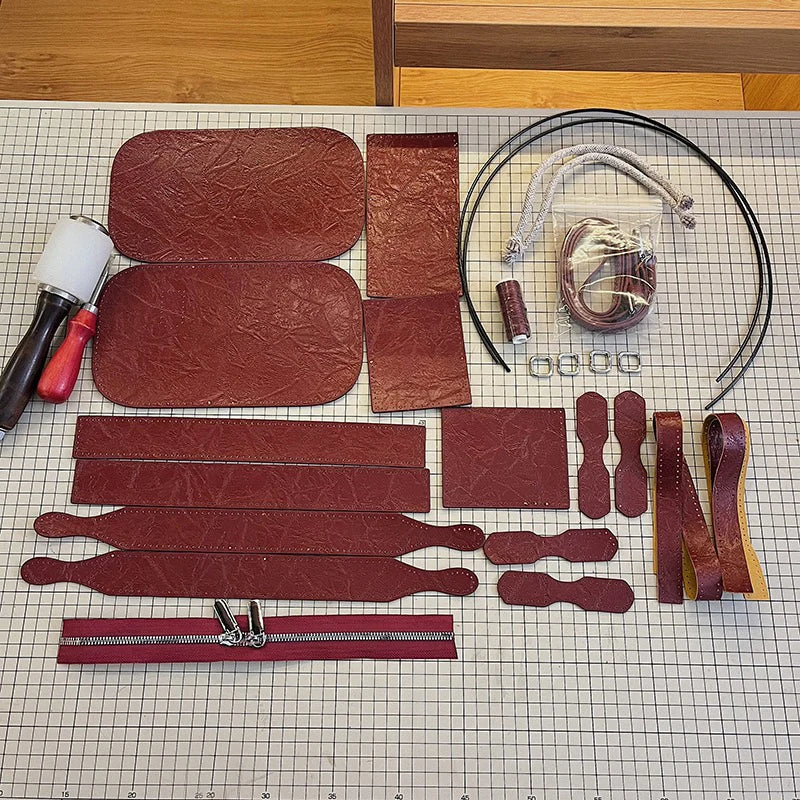 1Set DIY Leather Craft Handbag Bag Material Hand Sewn Leather Handmade With Hardware Accessories