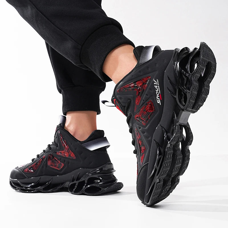 Leather Blade Sneakers Men High Street Sports Shoes Brand Designer Leisure Shoes Shock Absorption Walking Shoes Made Footwear