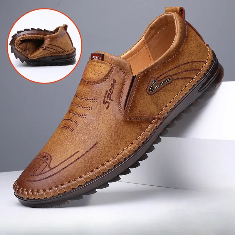 2024 Men's Leather Shoes Fashion Soft Leather Casual Leather Shoes Wear resistant Bean Shoes Men's Shoes