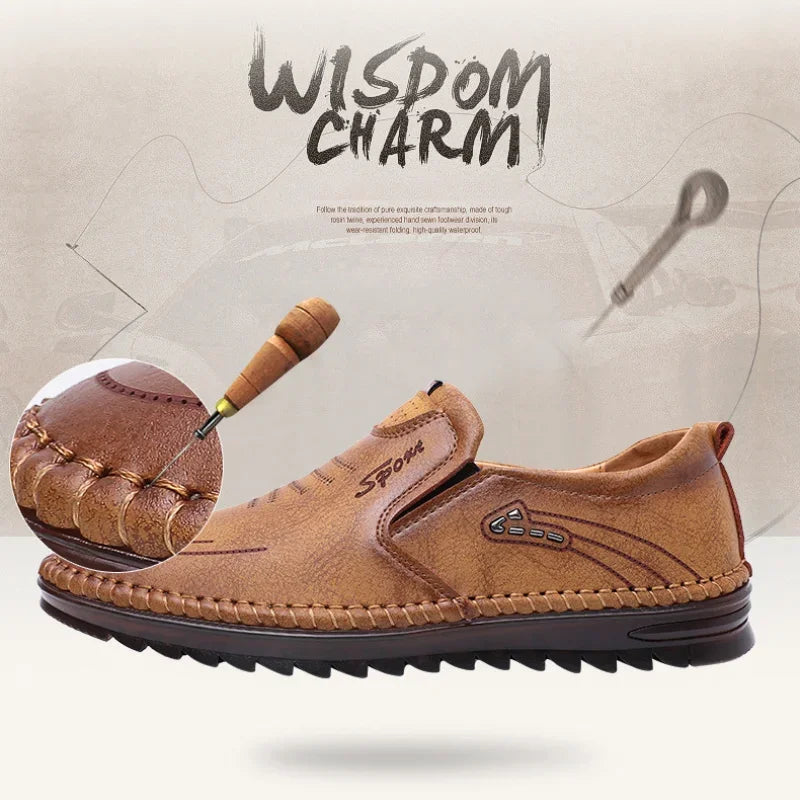 2024 Men's Leather Shoes Fashion Soft Leather Casual Leather Shoes Wear resistant Bean Shoes Men's Shoes