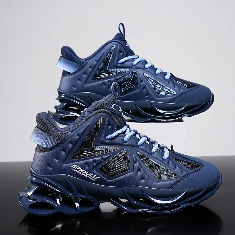 Leather Blade Sneakers Men High Street Sports Shoes Brand Designer Leisure Shoes Shock Absorption Walking Shoes Made Footwear