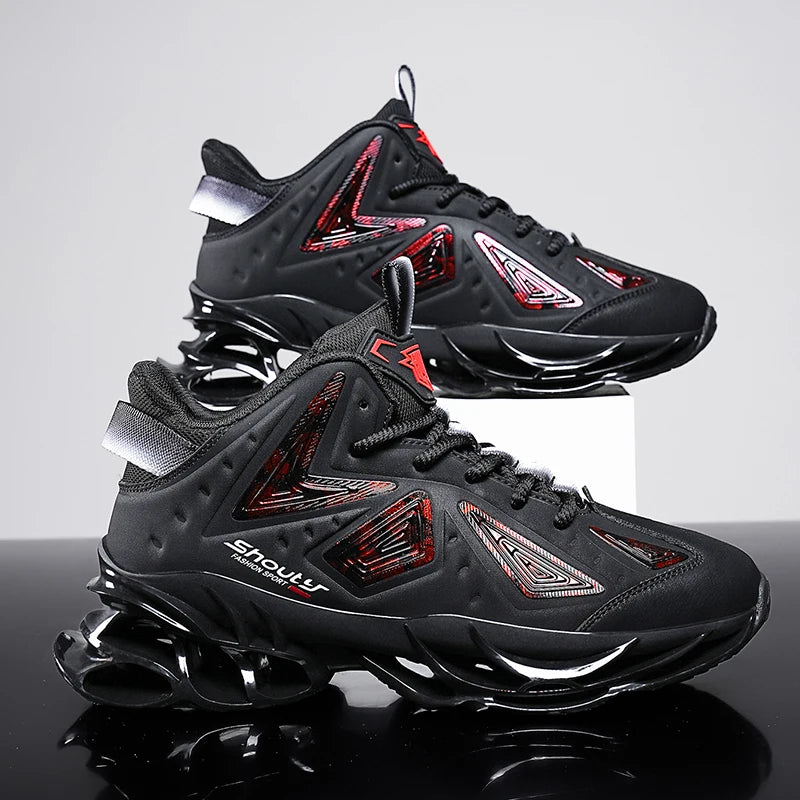 Leather Blade Sneakers Men High Street Sports Shoes Brand Designer Leisure Shoes Shock Absorption Walking Shoes Made Footwear