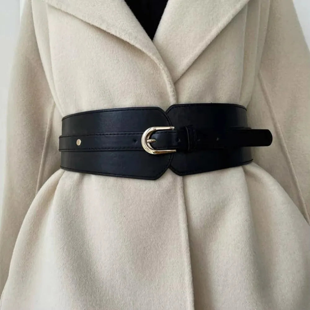 Leather Belts For Women High Quality Adjustable Pu Leather Long Waistband Female Vintage Waist Wide Coat Corset Belt Cummerbunds