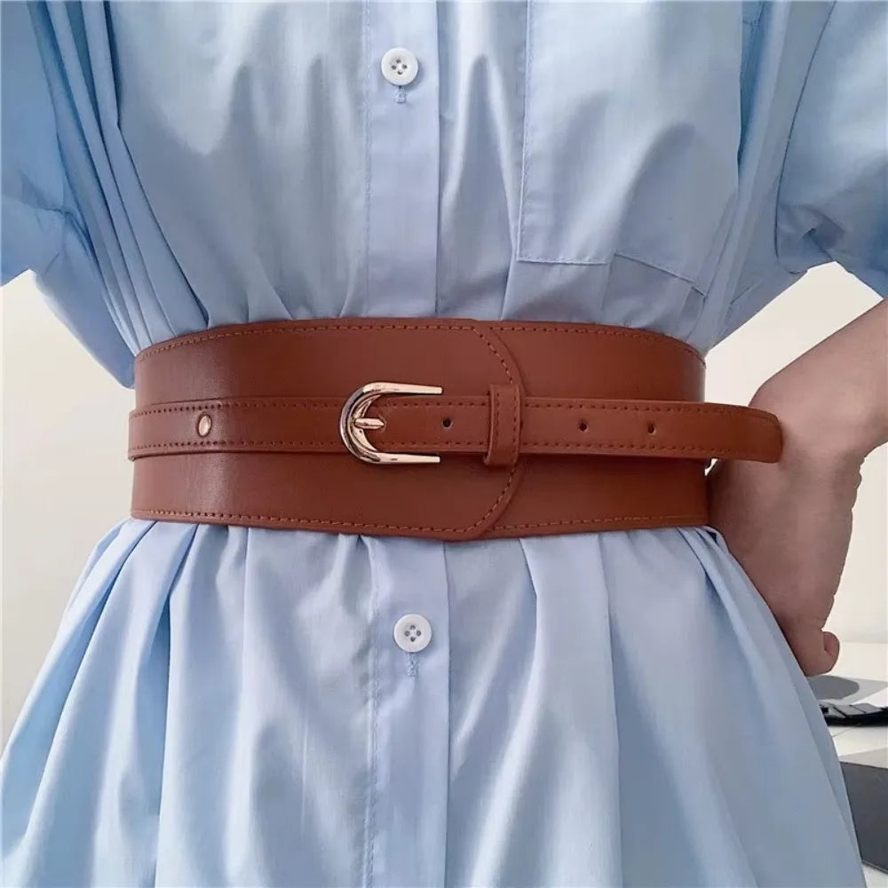 Leather Belts For Women High Quality Adjustable Pu Leather Long Waistband Female Vintage Waist Wide Coat Corset Belt Cummerbunds