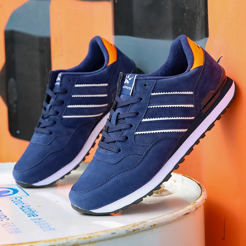 High Quality Men's Sneakers Leather Casual Sports Shoes Non-slip Running Shoes Breathable Men Tennis Shoes Comfort Flat Shoes