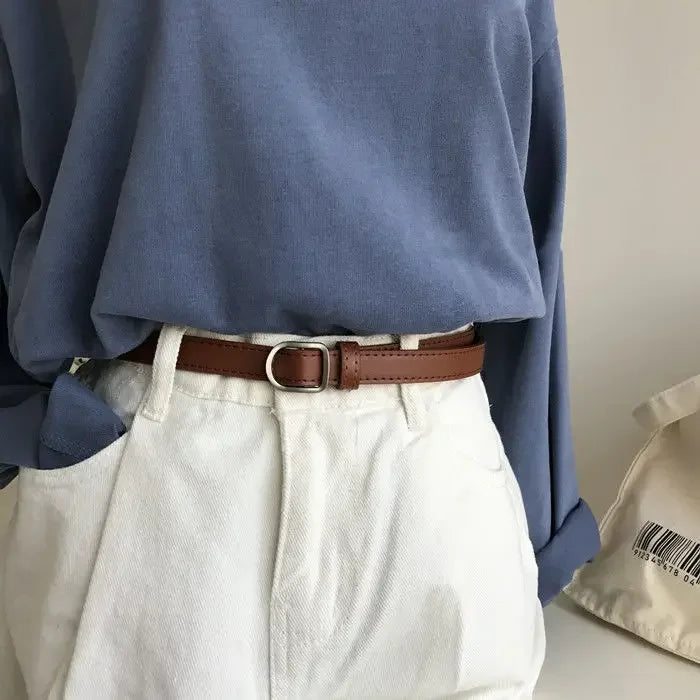 Luxury Leather Women Belts New PU Simple Metal Buckle Belt Girls Dress Jean Pants Waistband Belts for Lady Designer Brand