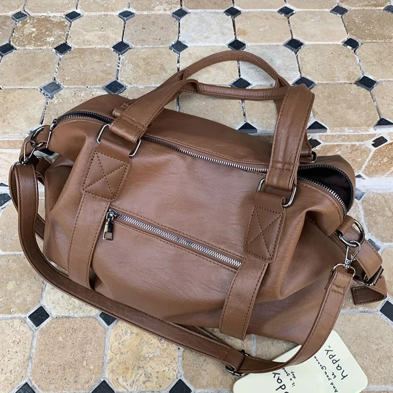 Fashion Tote Bag Leather Women Bag Simplicity Handbag Solid Vintage Shoulder Messenger Bag for Ladies