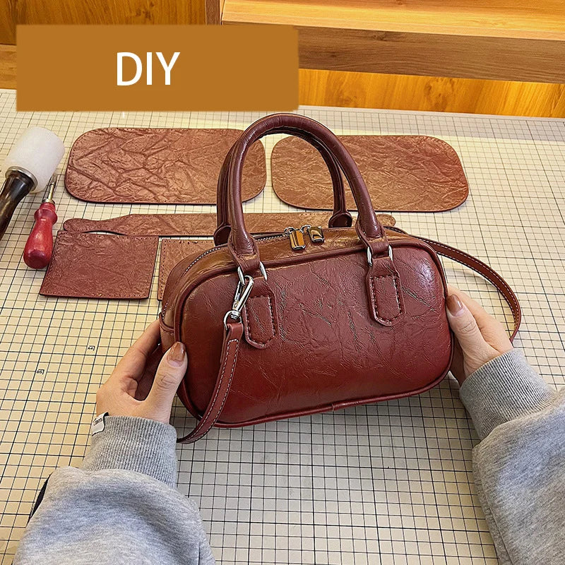 1Set DIY Leather Craft Handbag Bag Material Hand Sewn Leather Handmade With Hardware Accessories