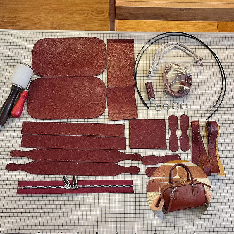 1Set DIY Leather Craft Handbag Bag Material Hand Sewn Leather Handmade With Hardware Accessories