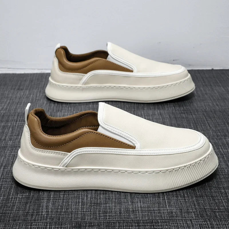 Men Leather Casual Sports Shoes Spring New Fashion Leather Casual Breathable Basic Comfortable Black Sports Casual Shoes for Men