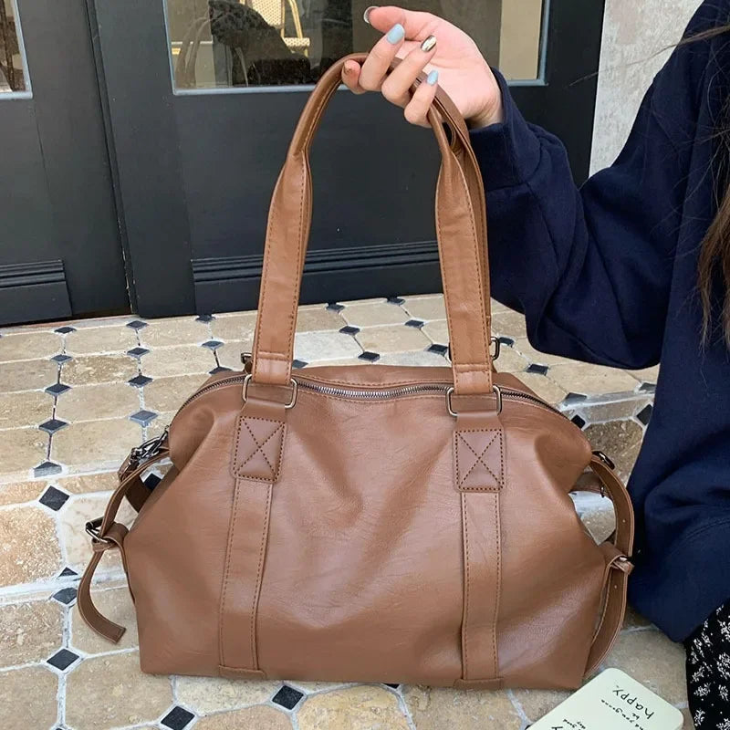 Fashion Tote Bag Leather Women Bag Simplicity Handbag Solid Vintage Shoulder Messenger Bag for Ladies
