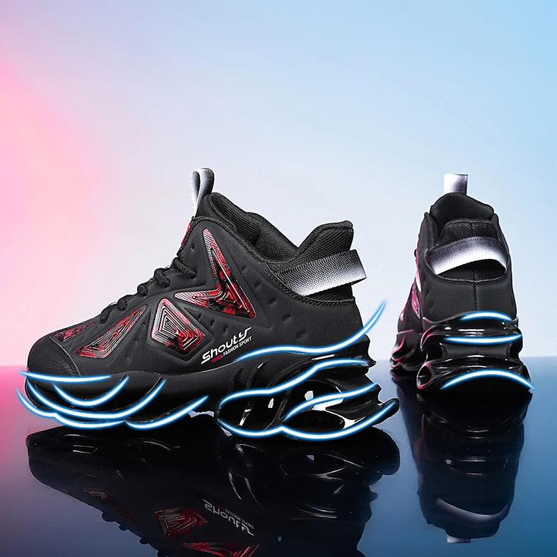 Leather Blade Sneakers Men High Street Sports Shoes Brand Designer Leisure Shoes Shock Absorption Walking Shoes Made Footwear
