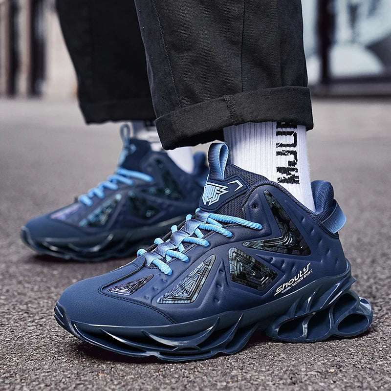 Leather Blade Sneakers Men High Street Sports Shoes Brand Designer Leisure Shoes Shock Absorption Walking Shoes Made Footwear
