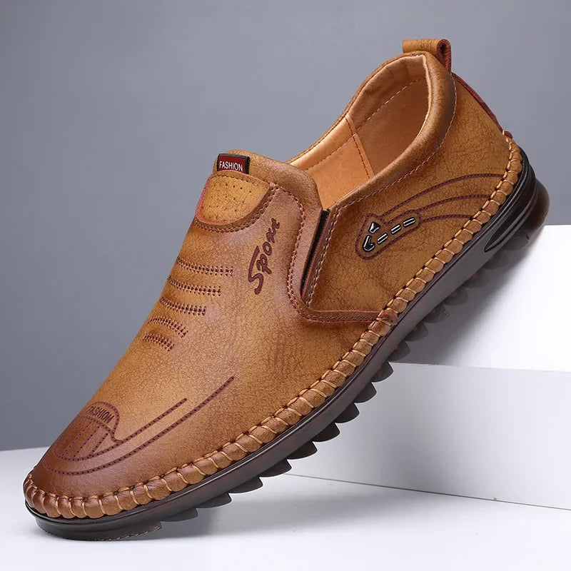 2024 Men's Leather Shoes Fashion Soft Leather Casual Leather Shoes Wear resistant Bean Shoes Men's Shoes