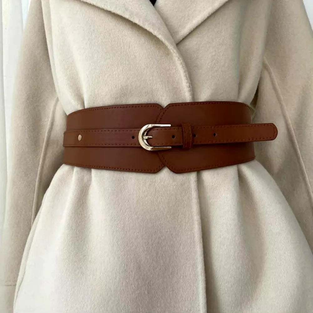 Leather Belts For Women High Quality Adjustable Pu Leather Long Waistband Female Vintage Waist Wide Coat Corset Belt Cummerbunds