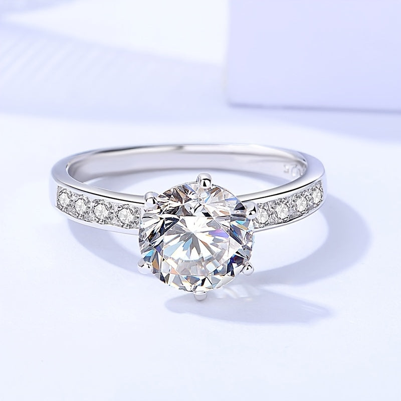 Luxury 2ct Moissanite 925 Sterling Silver Ring - Perfect for Engagement, Anniversary & Mardi Gras Celebrations | KAHOOT
