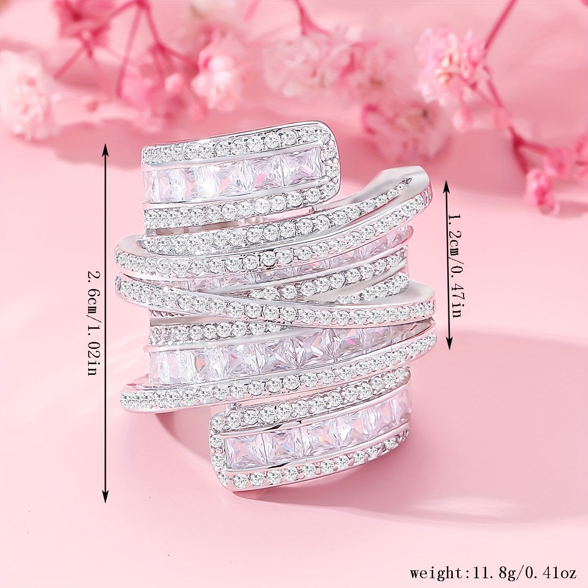 Luxury Wide Zirconia Stacking Ring Birthstone Delicate Jewelry For Women Party Banquet Wedding Decor