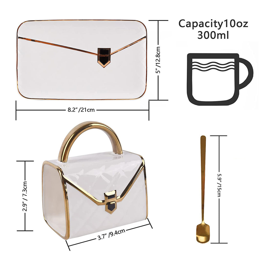 Chic 1-Set Ceramic Tea Cup with Saucer - Bag-Inspired Design - Luxury Afternoon Teatime Companion & Teacher Gift
