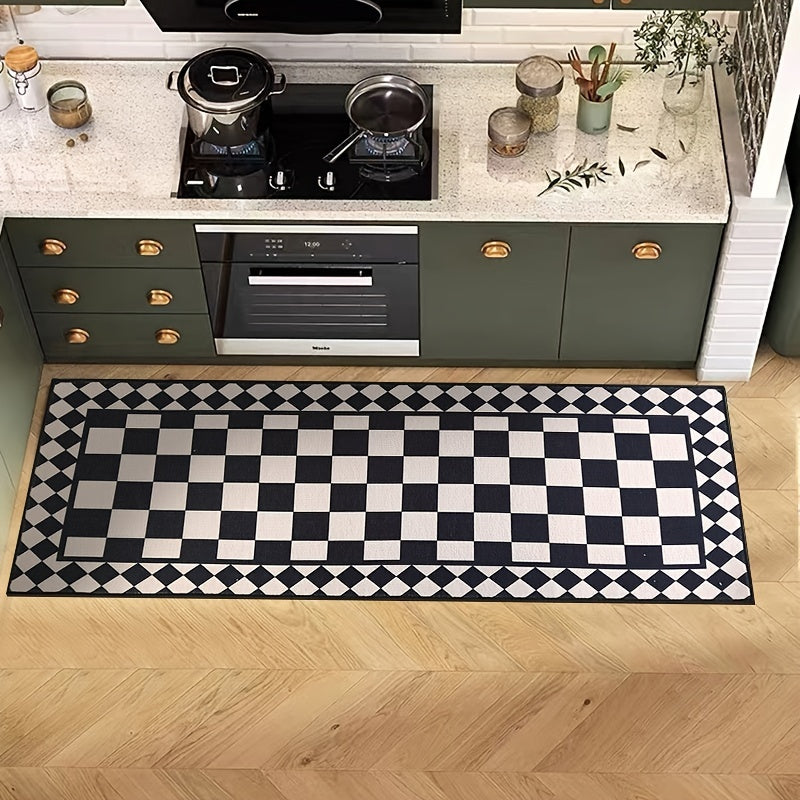 1pc Modern Luxury Kitchen Floor Mat, Absorbent & Non-Slip Runner Rug for Living Room, Oil-Resistant, Wear-Resistant
