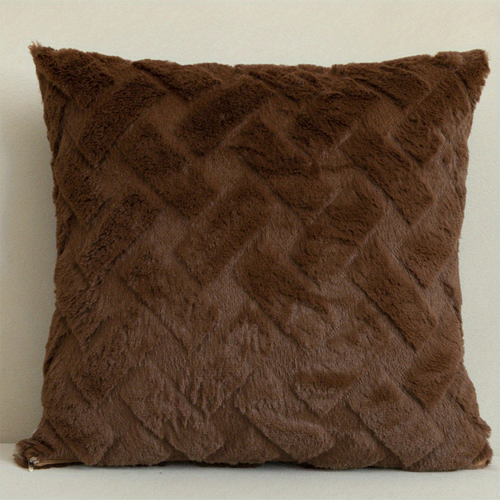 1pc Luxury Faux Fur Throw Pillow Cover, Deluxe Decorative Plush Pillow Case, Cushion Cover Shell For Sofa Bedroom Car 17x17in