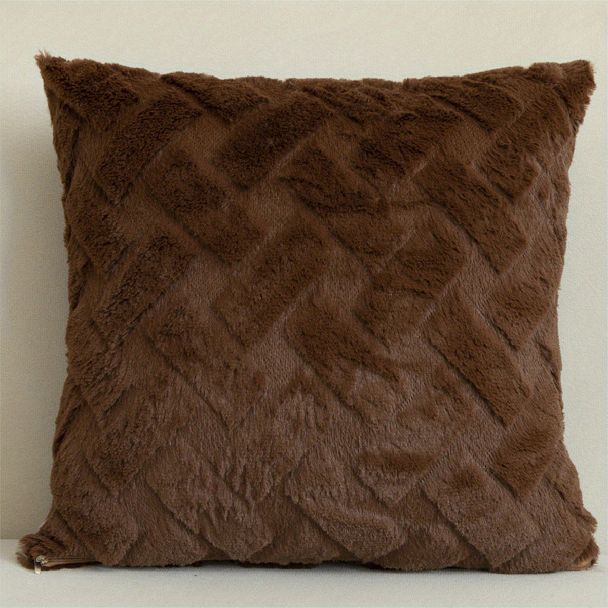 1pc Luxury Faux Fur Throw Pillow Cover, Deluxe Decorative Plush Pillow Case, Cushion Cover Shell For Sofa Bedroom Car 17x17in