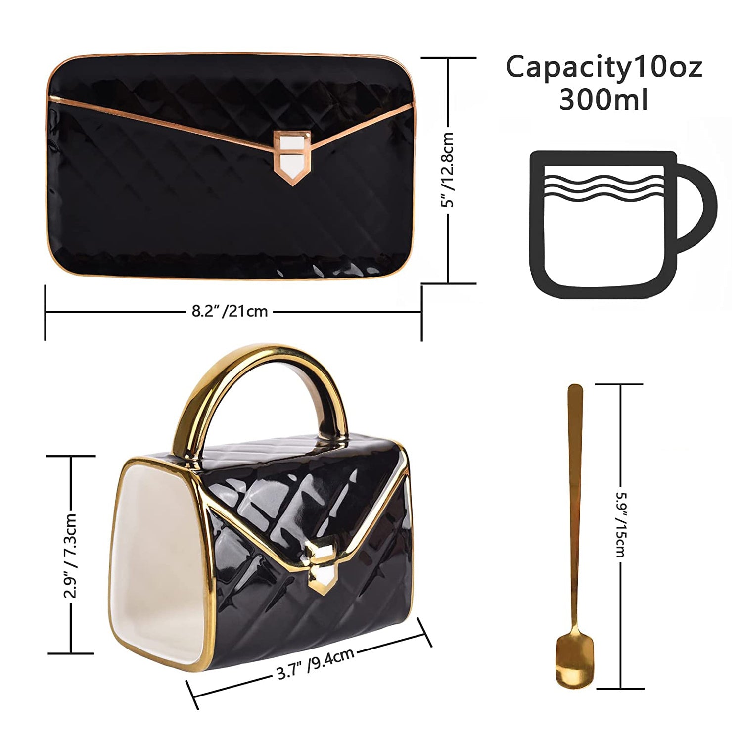 Chic 1-Set Ceramic Tea Cup with Saucer - Bag-Inspired Design - Luxury Afternoon Teatime Companion & Teacher Gift