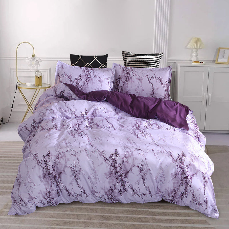 3-Piece Marble Luxury Duvet Cover Set - Ultra-Soft Microfiber, Year-Round Comfort, Pillowcase Included - Transform Your Bedroom Decor
