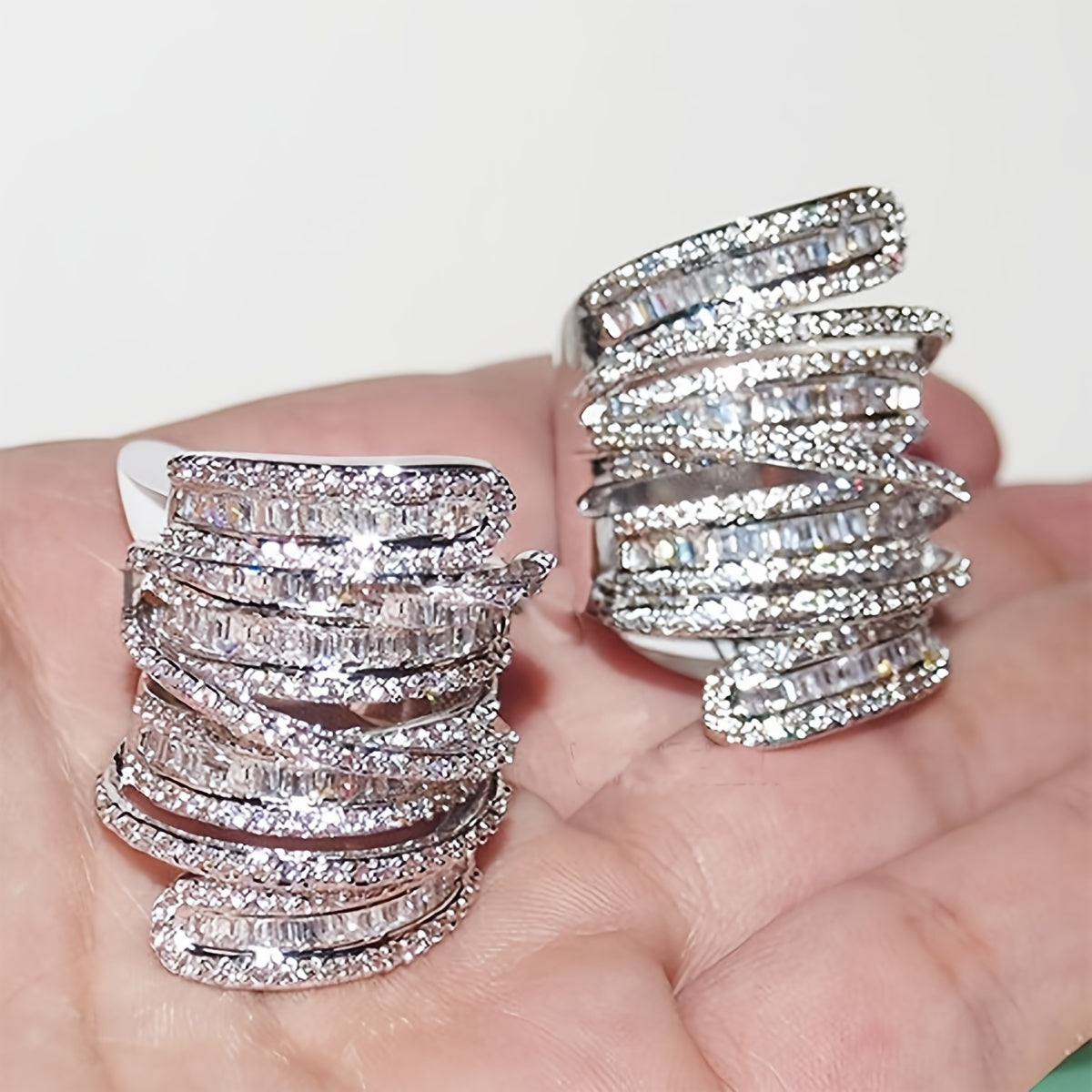 Luxury Wide Zirconia Stacking Ring Birthstone Delicate Jewelry For Women Party Banquet Wedding Decor