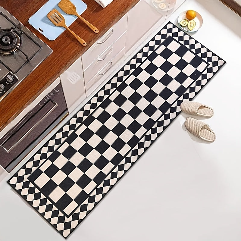 1pc Modern Luxury Kitchen Floor Mat, Absorbent & Non-Slip Runner Rug for Living Room, Oil-Resistant, Wear-Resistant