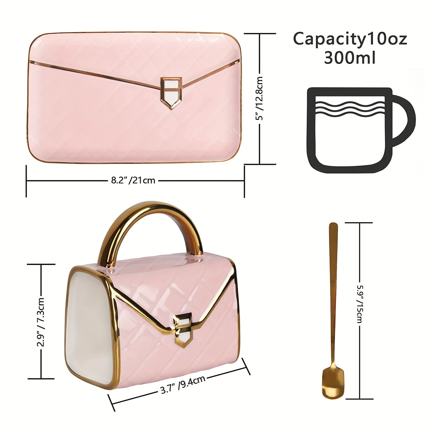 Chic 1-Set Ceramic Tea Cup with Saucer - Bag-Inspired Design - Luxury Afternoon Teatime Companion & Teacher Gift