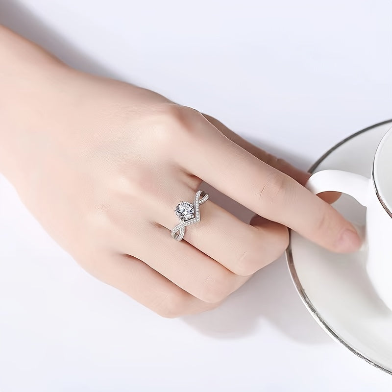 925 Sterling Silver 1 Ct Moissanite Ring Luxury 6 Prongs Crown Women Ring Marriage Proposal Engagement Birthday Gift