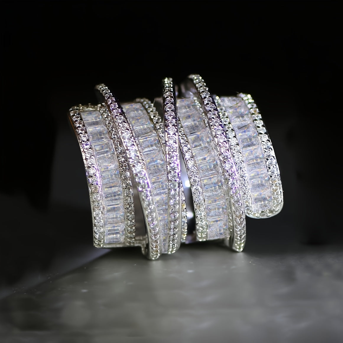 Luxury Wide Zirconia Stacking Ring Birthstone Delicate Jewelry For Women Party Banquet Wedding Decor