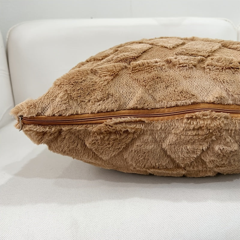 1pc Luxury Faux Fur Throw Pillow Cover, Deluxe Decorative Plush Pillow Case, Cushion Cover Shell For Sofa Bedroom Car 17x17in